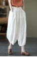 Suitable For All Seasons Artistic Cotton Linen Harem For Women, Summer Casual With Elastic Waistband, Drawstring Lantern Pants, Loose Thin_ecoleips.com