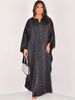 A001 Middle East Cross-border New Hot-selling Modest Women's Fashion Loose Rhinestone Abaya V-neck Long Dress_ecoleips.com