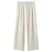 Women's Ice Silk Wide Leg Casual Pants High Waist Flowing Straight Leg Suit Loose Floor Length Trousers Summer New Style_ecoleips.com