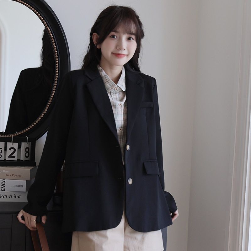 2026 Spring And Autumn New Black Women's Blazer With A High-End, Street-Style, Slimming, Korean-Designed Look_ecoleips.com