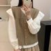 K Gentle Single Breasted Small Gold Button Round Neck Slimming Knitted Vest For Women, Loose Fitting Camisole Top. No Accessories_ecoleips.com