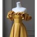 Women's Clothing One Shoulder Banquet Evening Dress For Women Satin Yellow Temperament Light Luxury Niche High End Art Exam Host Dress_ecoleips.com