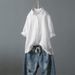 Women's Cotton And Linen Casual Single-breasted Ruffle Edge Short-sleeved Shirt_ecoleips.com