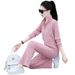 Women's Wide-Leg Pants Set - Korean Style Casual Outfit With Stand Collar (Pink, Blue, Green, Black) - Flowy Two-Piece Lounge & Streetwear_ecoleips.com