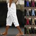 Women's Clothing Summer Women's Elastic Waist Capri Pants Casual Breathable Comfortable Style For Formal & Casual For Women_ecoleips.com