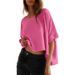 Summer Casual Women's Oversized Batwing Sleeve T-Shirt Knot Short Sleeve Top For Women_ecoleips.com