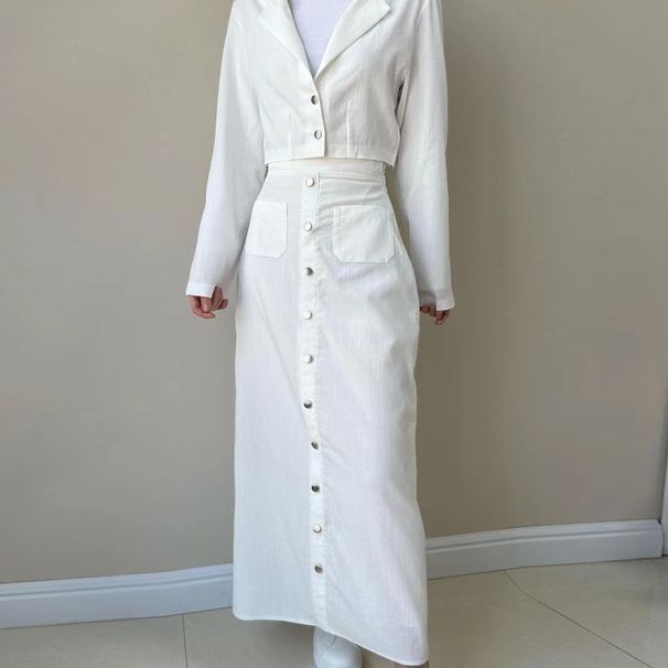 Women's Clothing Autumn And Winter New Fashion Long Sleeved Suit Shirt Jacket Skirt Suit_ecoleips.com