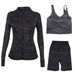 Women's 3-Piece Workout Set – Breathable Jacket, U-Back Sports Bra & 5" Shorts For Yoga, Running & Gym (S-Xxxl, 40+ Colors)_ecoleips.com