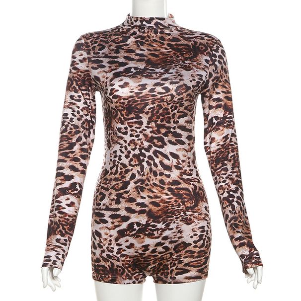 Women’s Clothing Autumn New Women's Fashion Trend Round Neck Long Sleeve Sexy Leopard Tights Slim Jumpsuit_ecoleips.com