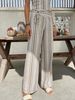 Casual Style Women's Striped Lace-up Wide-leg Pants, Thin And Breathable, Striped Printing, High Waist And Loose, Daily Commuting_ecoleips.com