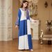 Women's Elegant Long Robe Dress Color Block Embroidered Fashionable Loose Fit European And American Style_ecoleips.com