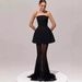 Women's Clothing Trendy Off-Shoulder Bodycon Dress – Stretchable Peplum Mini Dress (S-XL, Black/White)_ecoleips.com