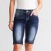 Women's Slim Fit High Waist Denim Shorts – Embroidered Stretch Jeans Shorts (Dark Blue, S-XXL)_ecoleips.com