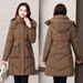 Women's Winter Long Coat With Horn Buttons - Thickened Cotton Padded Jacket For Middle-Aged Women, Elegant And Warm Outerwear_ecoleips.com