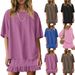 Women's Short Sleeve T-Shirt And Shorts Set Summer Casual Comfort Round Neck Two Piece Outfit Soft Breathable Fabric_ecoleips.com