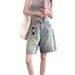 Women's Clothing Denim Shorts Trendy And Versatile Summer Thin New Style High Waist Loose Straight Slimming Shorts_ecoleips.com