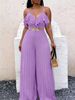 Holiday Style Women's Lotus Leaf Edge Suspender Jumpsuit, Thin And Breathable, Solid Color, Suspender Wide Legs, Travel_ecoleips.com