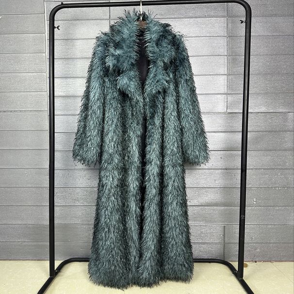 K Women's Fur Coat, Faux Fur, Elongated Suit Collar, Women's Coat_ecoleips.com