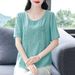A Stylish, Embroidered Short-Sleeved Cotton-Linen T-Shirt For Women Perfect As Summer Attire; A Loose-Fitting, Casual_ecoleips.com
