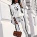 Retro Heart Patterned Hooded Set Long Sleeved Cross Over Side Stripe Print Spring/Autumn Summer Women's Fashion_ecoleips.com