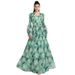 Women's Clothing Plus Size Pleated Three Dimensional Floral Bell Sleeve Dress Heavy Duty Lace Up Print African European Style Women's Clothing_ecoleips.com
