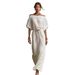 Women's Elegant Casual Solid Color Dress Mid Sleeve Off Neck Summer New_ecoleips.com