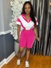 Women's Clothing Women's Color Block Sports Suit Short Zipper Top And Shorts Casual Two Piece Set For Formal & Casual For Women_ecoleips.com