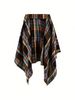 Women's Fashion Plaid Print Asymmetrical Hem High Waisted Skirt, Summer Clothes Women Casual Elastic Waist Tiered Layer Knee Len_ecoleips.com