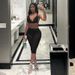 JFL54948 Women's New Fashion Halter Neck Backless Tie Vest Solid Color Tight-Fitting Capri Pants Two-Piece Set_ecoleips.com