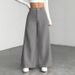 Women's High-Waisted Corduroy Pants Casual Loose Slimming Wide Leg Trousers_ecoleips.com