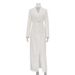 Women's Clothing New Party Dress Skirt Female High Grade V Neck Long Sleeved Temperament High Waist Slit French Dress_ecoleips.com
