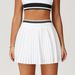 Women's High Waist Pleated Mini Skirt Color Block A-Line Fitness Sports Anti Exposure Tennis Skirt For Summer 5062_ecoleips.com