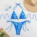 Women's Reversible Printed Halter Neck Tie Bikini Swimsuit European And American Style Sexy New_ecoleips.com