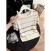 Women's Korean Style Sweet Preppy Top Apricot Round Neck Striped Short Sleeved Knitwear For Summer Wear Inner Layer Base Layer_ecoleips.com