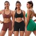 Eco-Friendly Recycled Fabric Yoga Set Women's Outerwear Vest Sports Running Fitness Pants Butt Lifting Peach Shaped Shorts_ecoleips.com