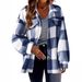 Aria Basics 2024 New Cross-Border Women's Clothing Autumn Winter Plaid Lamb Wool Jacket With Pockets Button Plush Coat_ecoleips.com