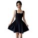 Women's ClothingCasual Square Neckline Solid Color Sleeveless Mini Dress European And American Solid Color Corset Women's Dress Cross Border Hot Sale_ecoleips.com