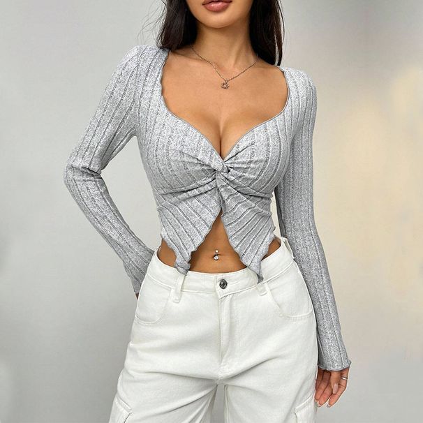 Voya Women's Clothing, Be Careful With The Machine, Sexy T-shirt, Spring And Summer New Style, Slim Fit And Slimming Short Style, Exposed Navel Top_ecoleips.com