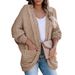 Chunky Cable Knit Cardigan - Oversized Batwing Sleeve Sweater Coat For Women, Soft Acrylic Blend Yarn, Longline V-Neck Open Front Casual Pullover_ecoleips.com