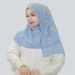 Muslim Accessories"Elegant Floral Chiffon Headscarf With Pearl Accents – Versatile Long Shawl For Women"_ecoleips.com