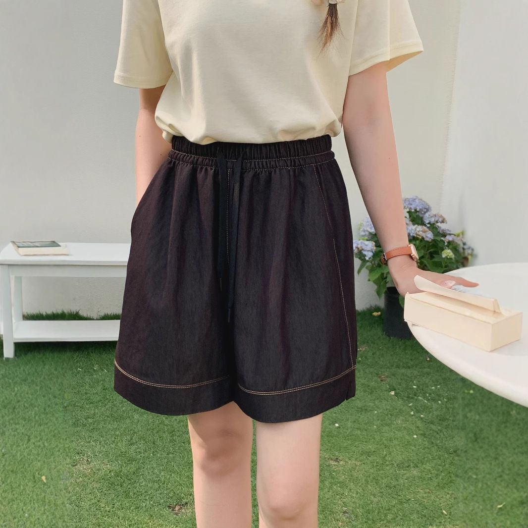 K Shorts, Women's Lace Up Retro Classic Elastic High Waisted Loose Casual Pants_ecoleips.com