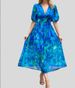 Women's Clothing Spring And Summer Hot Style V Neck Printed Waist Dress Fashion_ecoleips.com