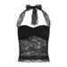 European And American Style Summer Ruched Chest Halter Lace Vest Sexy Backless Slim Fit Versatile Slimming Camisole For_ecoleips.com