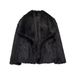 Women's Faux Fur Jacket With Oversized Lapel, Short Puffy Coat, Winter Fashion Outerwear, Fluffy Faux Fox Fur Collar, Street Style, Elegant & Trendy_ecoleips.com