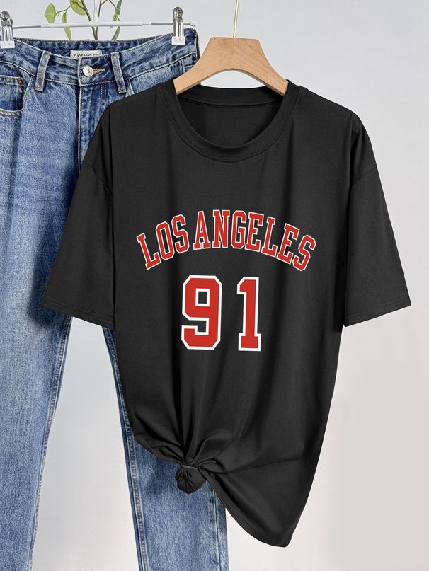 Women's Casual Sports Top Style Multi Color Round Neck Short Sleeve Simple Fashionable Solid Printed T-Shirt_ecoleips.com