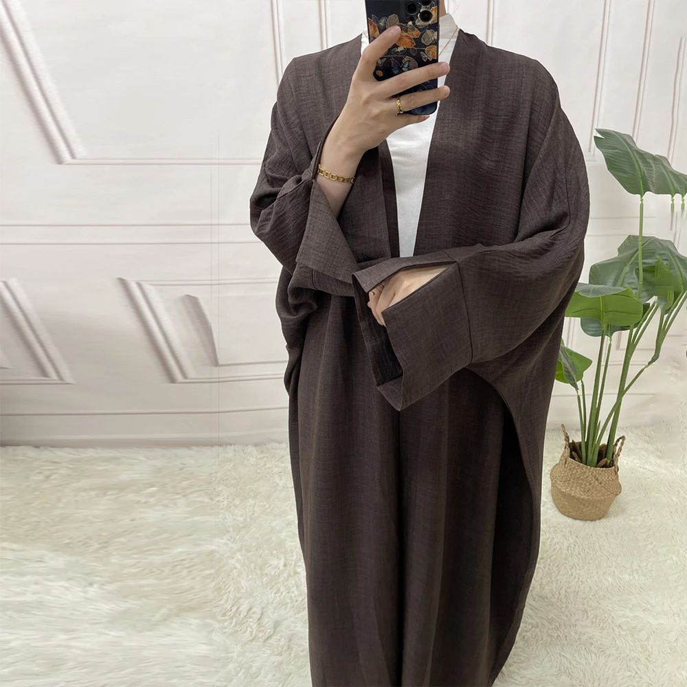 Muslim Dress Women Elegant Two-Tone Knit Muslim Dress – Turkish Dubai Style Long Sleeve Abaya_ecoleips.com