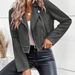 Women's Faux Suede Zip-Up Bomber Jacket – Winter Slim Fit Cropped Jacket With Stand Collar (Grey/Pink/Burgundy, S-XXL)_ecoleips.com