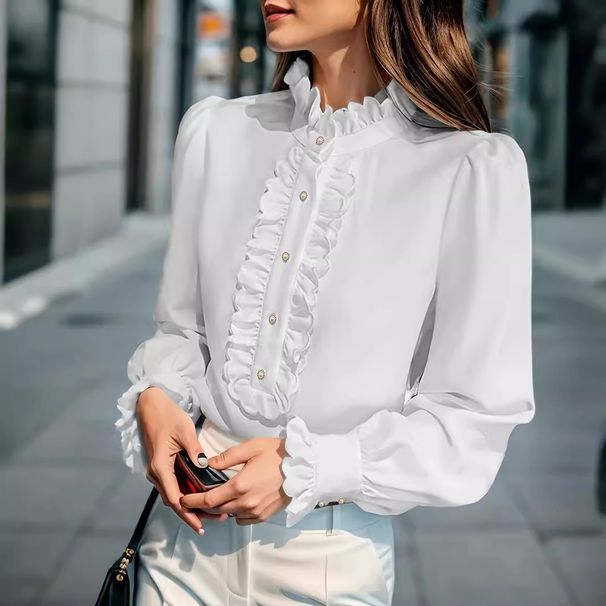 foreign Trade European And American Women's Clothing, Wish, , , Ruffled Shirt, Versatile, Elegant,_ecoleips.com