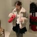 Korean Oversized Faux Fur Coat With Lapel Collar – One-Size Grey Winter Jacket, Trendy Streetwear_ecoleips.com