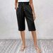 2025s 2025 New Solid Color Cotton Linen Pocket Button Women's Casual Shorts_ecoleips.com